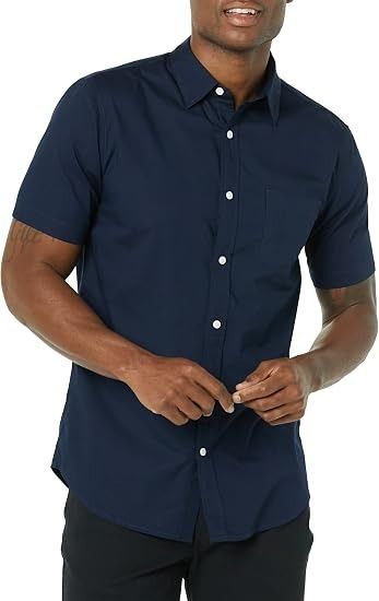 Immagine di Navy Blue Short Sleeve Button-Up Shirt 3